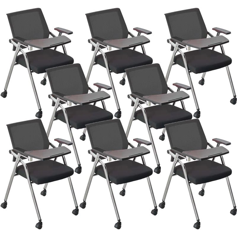 Mid-Back Conference Chair Contemporary Upholstered Office Chair Black 8 Piece Set Casters Included Clearhalo 'furn' 'furn_office_chair' 'Furniture' 'Office Chairs' 'Office Furniture' 'office_chair' 6358896