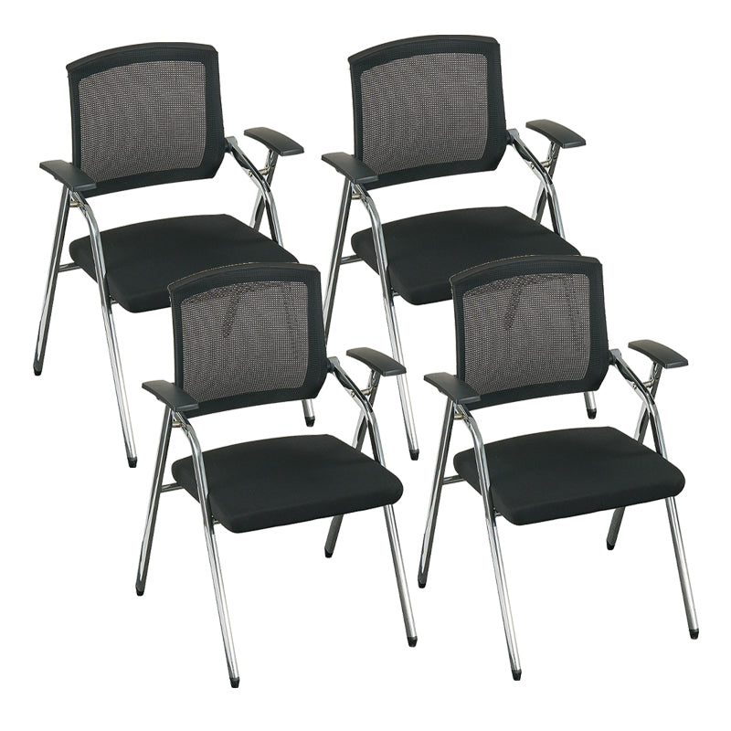 Mid-Back Conference Chair Contemporary Upholstered Office Chair Black 4 Piece Set Casters Not Included Clearhalo 'furn' 'furn_office_chair' 'Furniture' 'Office Chairs' 'Office Furniture' 'office_chair' 6358899