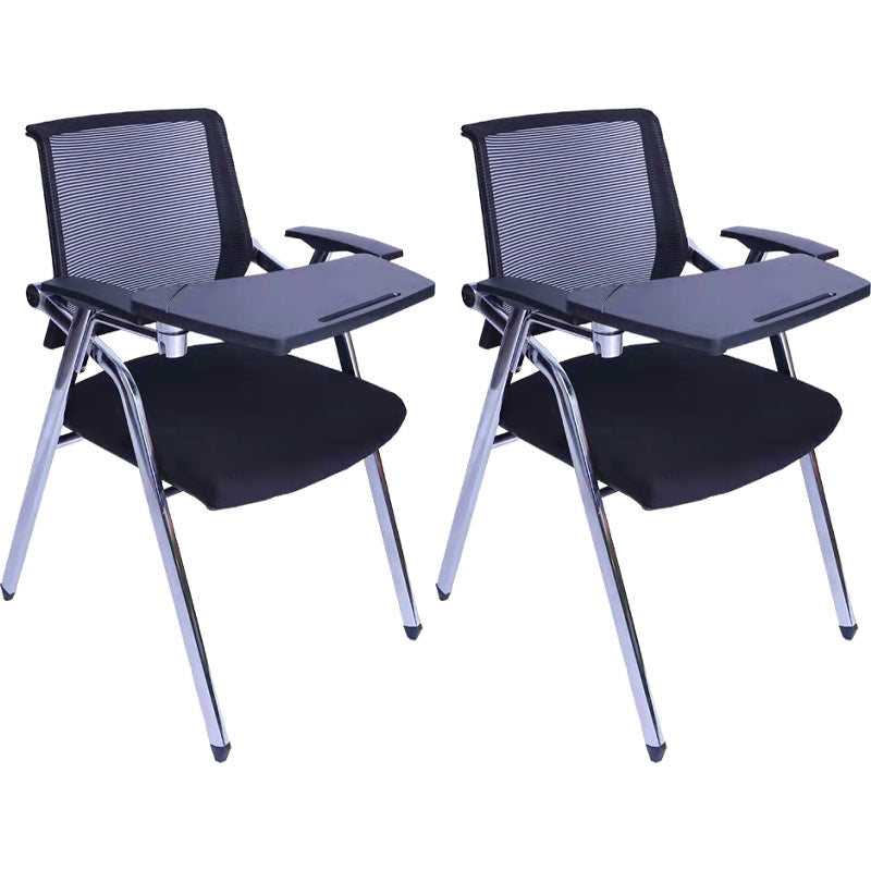 Mid-Back Conference Chair Contemporary Upholstered Office Chair Matte Black 2 Piece Set Casters Not Included Clearhalo 'furn' 'furn_office_chair' 'Furniture' 'Office Chairs' 'Office Furniture' 'office_chair' 6358902