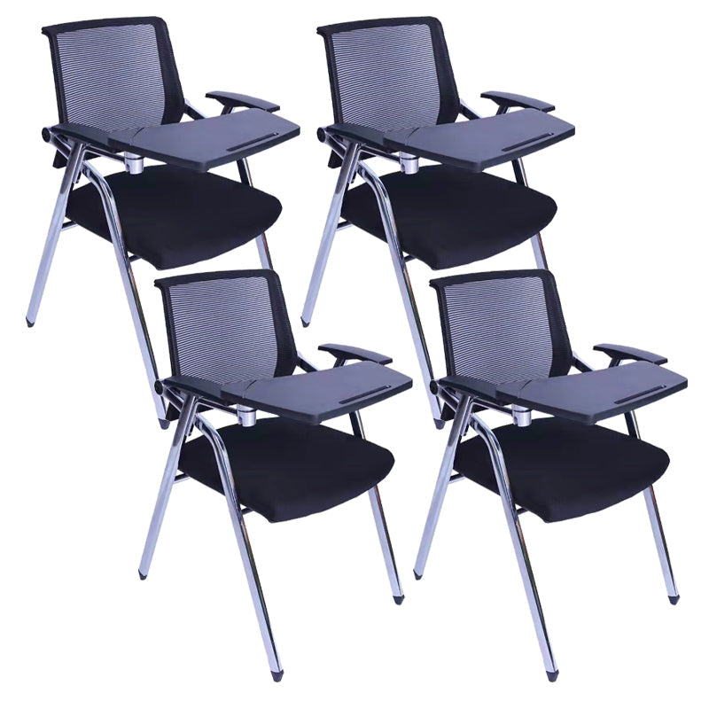 Mid-Back Conference Chair Contemporary Upholstered Office Chair Matte Black 4 Piece Set Casters Not Included Clearhalo 'furn' 'furn_office_chair' 'Furniture' 'Office Chairs' 'Office Furniture' 'office_chair' 6358903