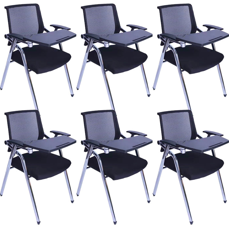 Mid-Back Conference Chair Contemporary Upholstered Office Chair Matte Black 6 Piece Set Casters Not Included Clearhalo 'furn' 'furn_office_chair' 'Furniture' 'Office Chairs' 'Office Furniture' 'office_chair' 6358904