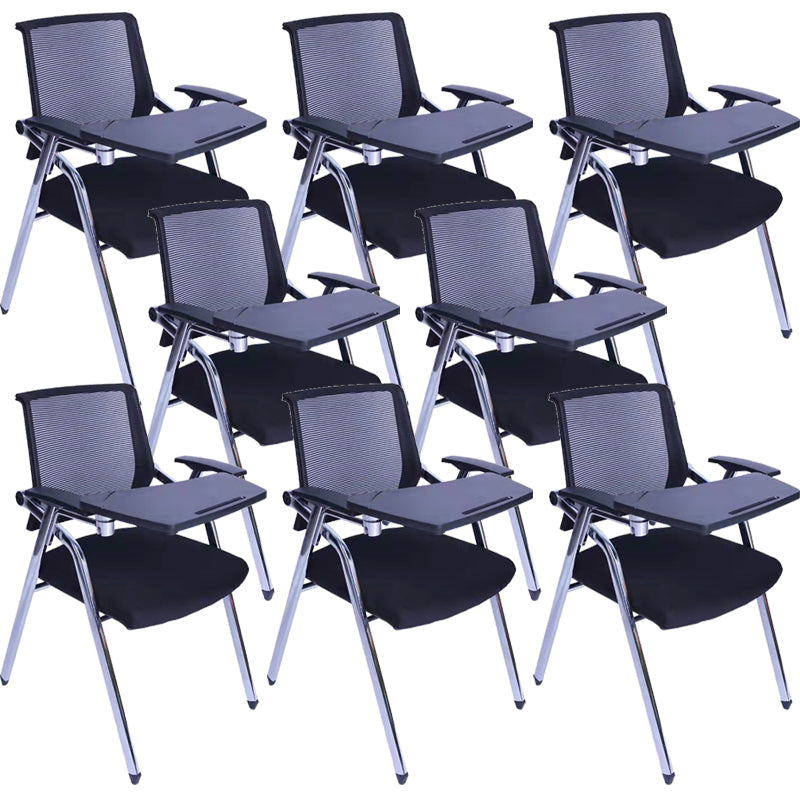 Mid-Back Conference Chair Contemporary Upholstered Office Chair Matte Black 8 Piece Set Casters Not Included Clearhalo 'furn' 'furn_office_chair' 'Furniture' 'Office Chairs' 'Office Furniture' 'office_chair' 6358905