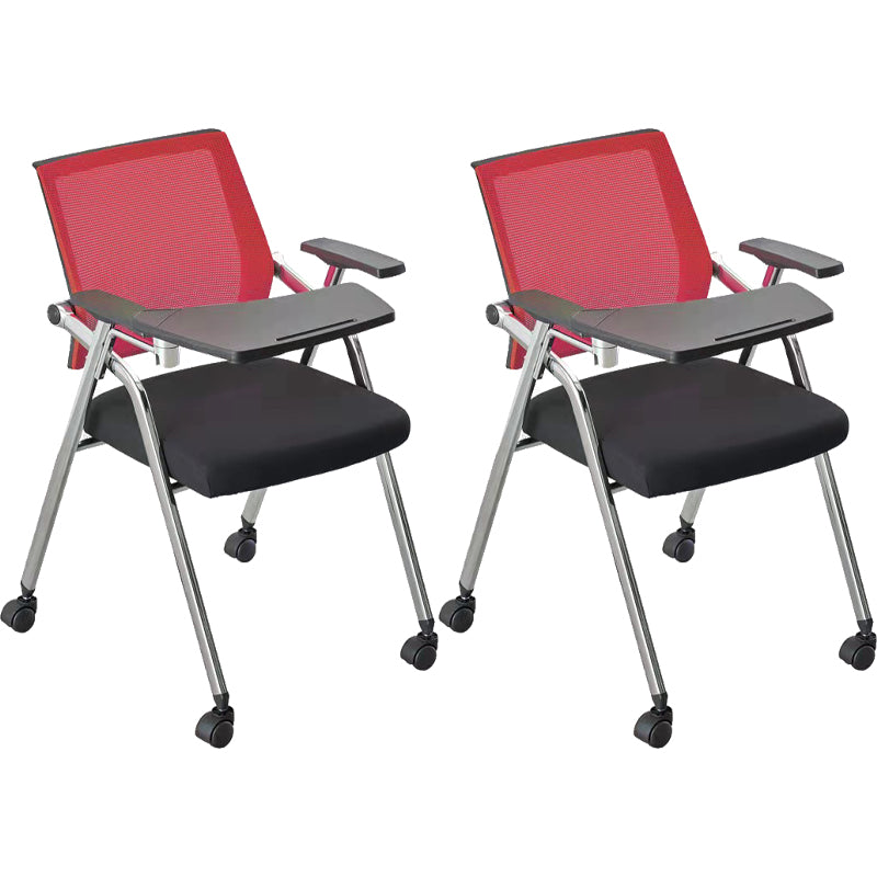 Mid-Back Conference Chair Contemporary Upholstered Office Chair Red-Black 2 Piece Set Casters Included Clearhalo 'furn' 'furn_office_chair' 'Furniture' 'Office Chairs' 'Office Furniture' 'office_chair' 6358906