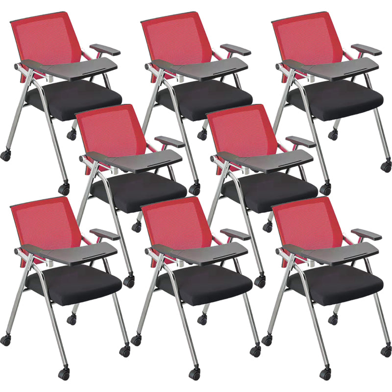 Mid-Back Conference Chair Contemporary Upholstered Office Chair Red-Black 8 Piece Set Casters Included Clearhalo 'furn' 'furn_office_chair' 'Furniture' 'Office Chairs' 'Office Furniture' 'office_chair' 6358909