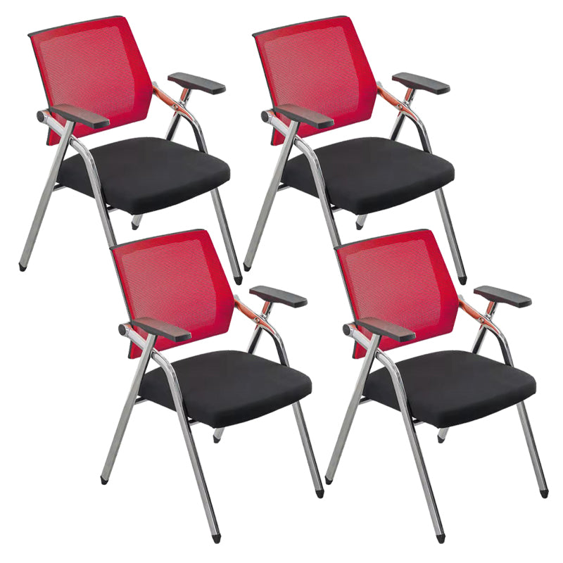 Mid-Back Conference Chair Contemporary Upholstered Office Chair Red-Black 4 Piece Set Casters Not Included Clearhalo 'furn' 'furn_office_chair' 'Furniture' 'Office Chairs' 'Office Furniture' 'office_chair' 6358911