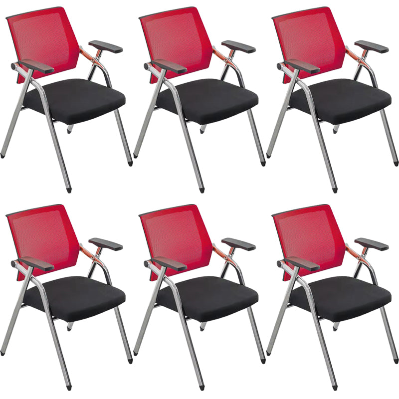Mid-Back Conference Chair Contemporary Upholstered Office Chair Red-Black 6 Piece Set Casters Not Included Clearhalo 'furn' 'furn_office_chair' 'Furniture' 'Office Chairs' 'Office Furniture' 'office_chair' 6358912