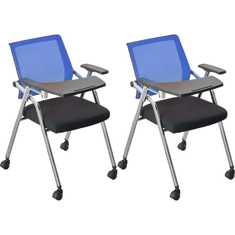 Mid-Back Conference Chair Contemporary Upholstered Office Chair Blue-Black 2 Piece Set Casters Included Clearhalo 'furn' 'furn_office_chair' 'Furniture' 'Office Chairs' 'Office Furniture' 'office_chair' 6358918