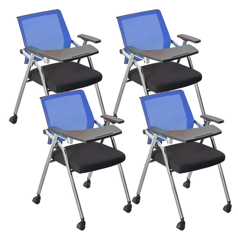 Mid-Back Conference Chair Contemporary Upholstered Office Chair Blue-Black 4 Piece Set Casters Included Clearhalo 'furn' 'furn_office_chair' 'Furniture' 'Office Chairs' 'Office Furniture' 'office_chair' 6358919