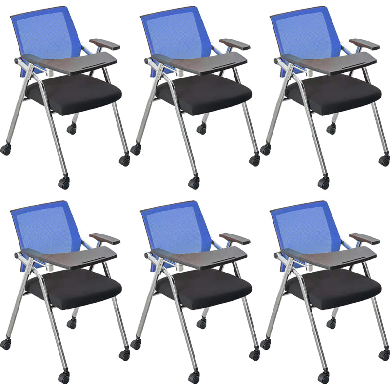 Mid-Back Conference Chair Contemporary Upholstered Office Chair Blue-Black 6 Piece Set Casters Included Clearhalo 'furn' 'furn_office_chair' 'Furniture' 'Office Chairs' 'Office Furniture' 'office_chair' 6358920