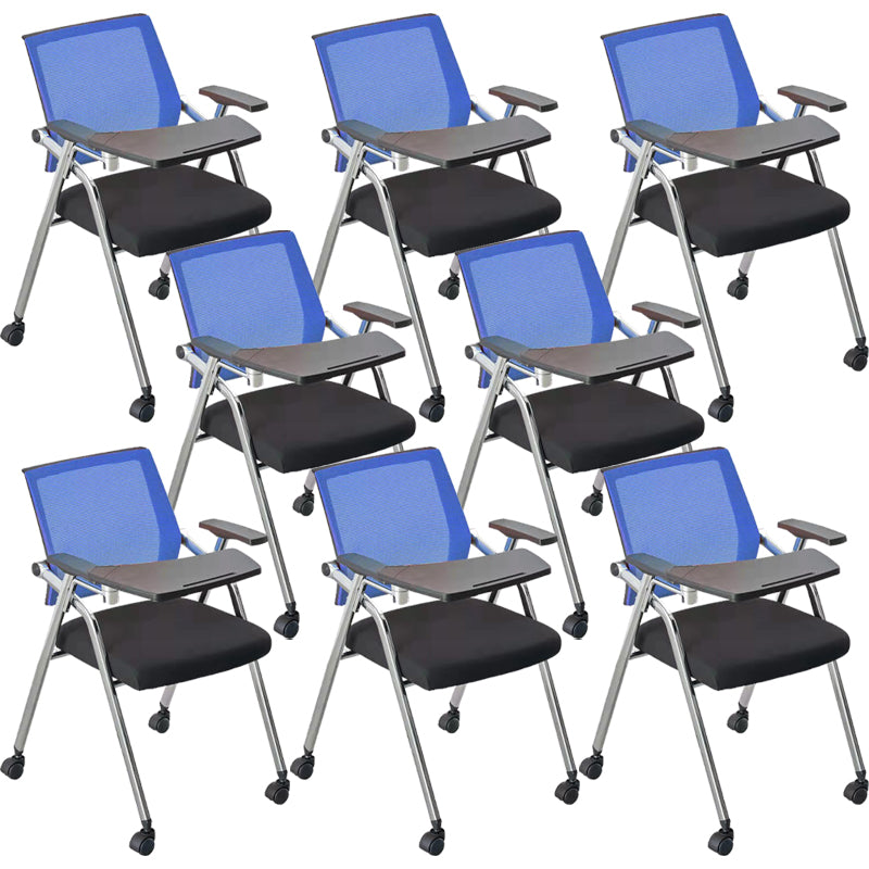 Mid-Back Conference Chair Contemporary Upholstered Office Chair Blue-Black 8 Piece Set Casters Included Clearhalo 'furn' 'furn_office_chair' 'Furniture' 'Office Chairs' 'Office Furniture' 'office_chair' 6358921