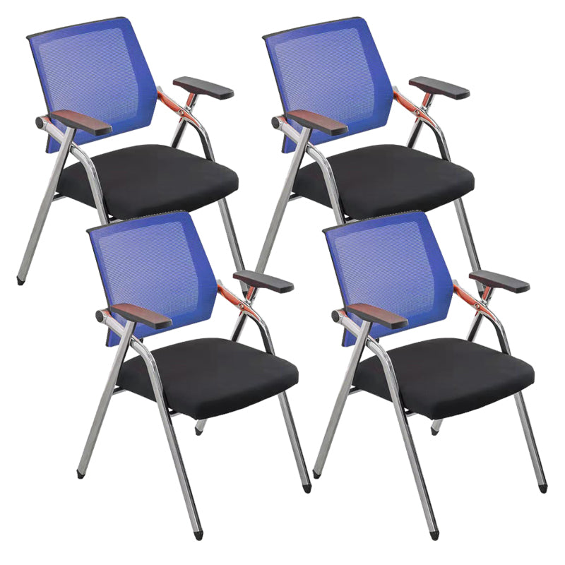 Mid-Back Conference Chair Contemporary Upholstered Office Chair Blue-Black 4 Piece Set Casters Not Included Clearhalo 'furn' 'furn_office_chair' 'Furniture' 'Office Chairs' 'Office Furniture' 'office_chair' 6358923