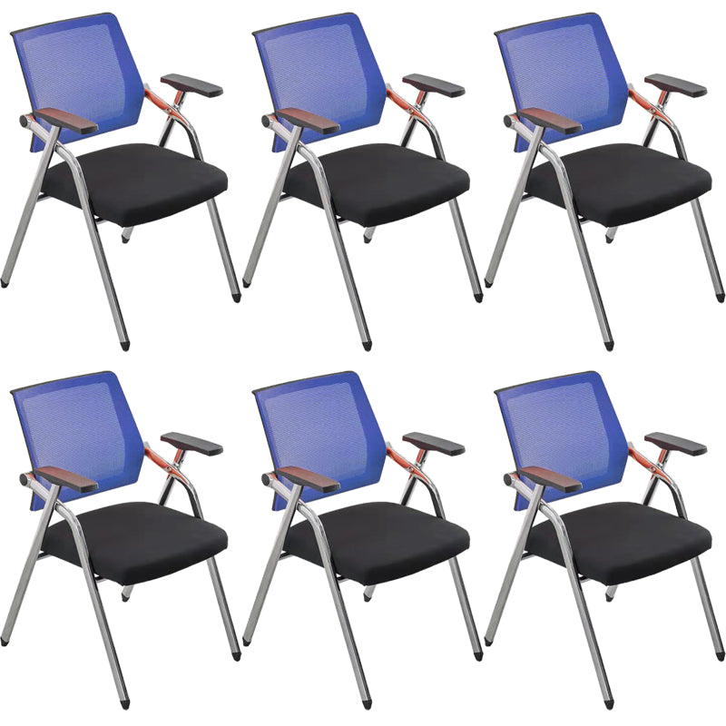 Mid-Back Conference Chair Contemporary Upholstered Office Chair Blue-Black 6 Piece Set Casters Not Included Clearhalo 'furn' 'furn_office_chair' 'Furniture' 'Office Chairs' 'Office Furniture' 'office_chair' 6358924