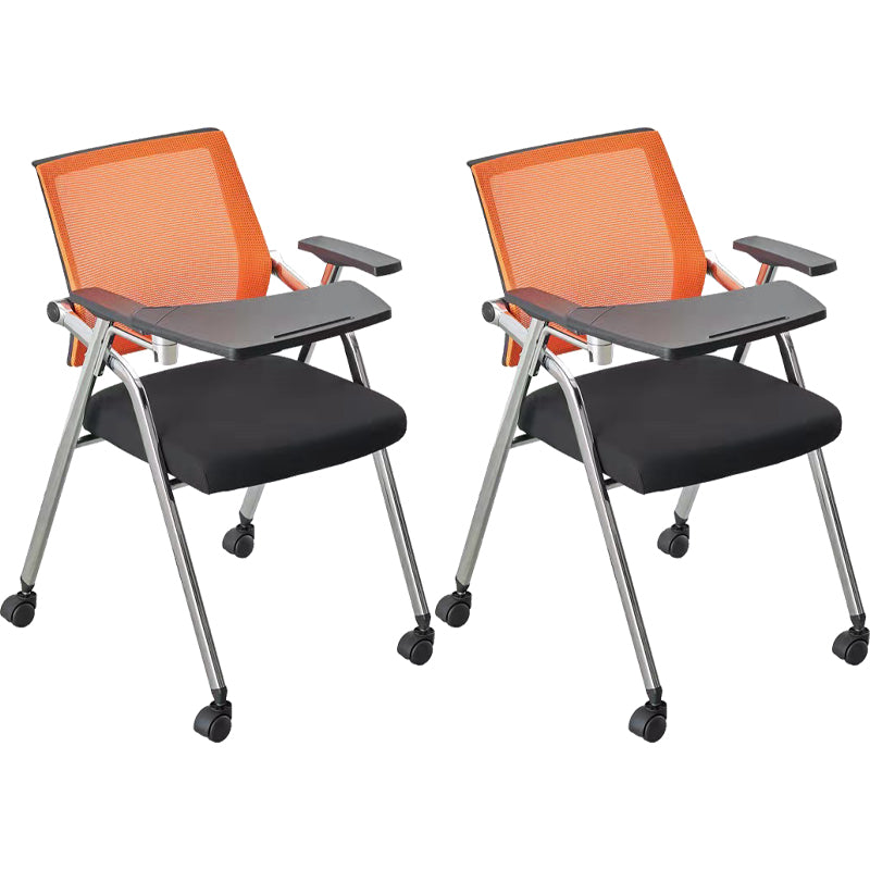 Mid-Back Conference Chair Contemporary Upholstered Office Chair Yellow Black 2 Piece Set Casters Included Clearhalo 'furn' 'furn_office_chair' 'Furniture' 'Office Chairs' 'Office Furniture' 'office_chair' 6358926