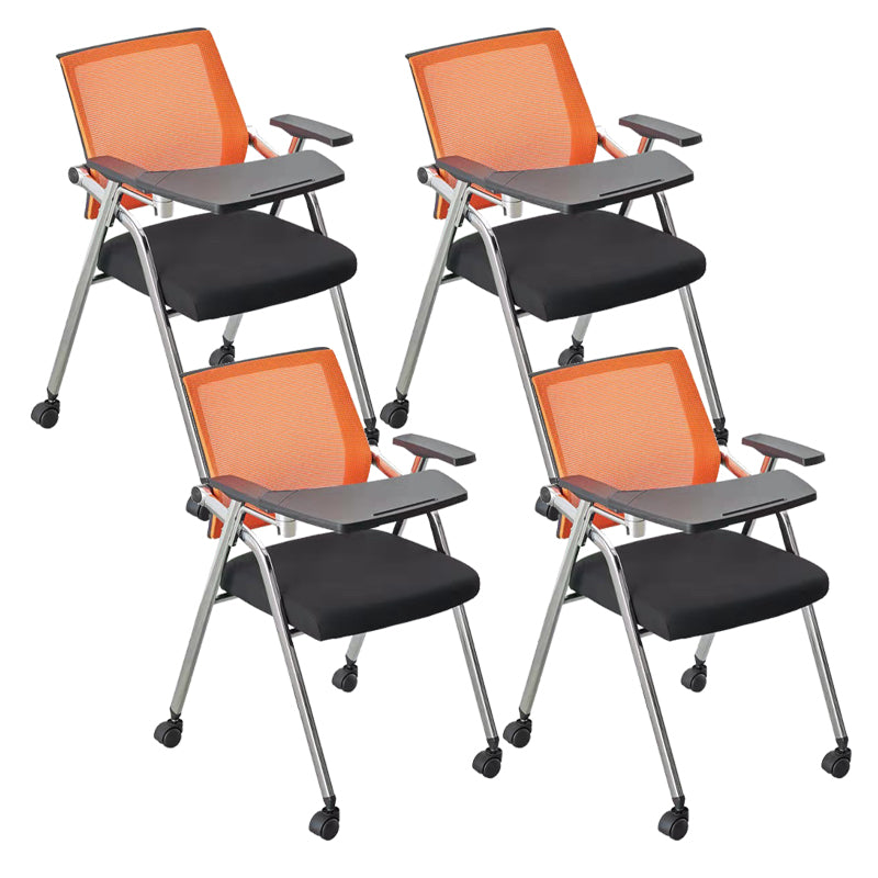 Mid-Back Conference Chair Contemporary Upholstered Office Chair Yellow Black 4 Piece Set Casters Included Clearhalo 'furn' 'furn_office_chair' 'Furniture' 'Office Chairs' 'Office Furniture' 'office_chair' 6358927