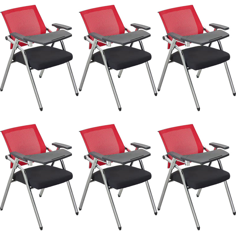 Mid-Back Conference Chair Contemporary Upholstered Office Chair Black-Red 6 Piece Set Casters Not Included Clearhalo 'furn' 'furn_office_chair' 'Furniture' 'Office Chairs' 'Office Furniture' 'office_chair' 6358948