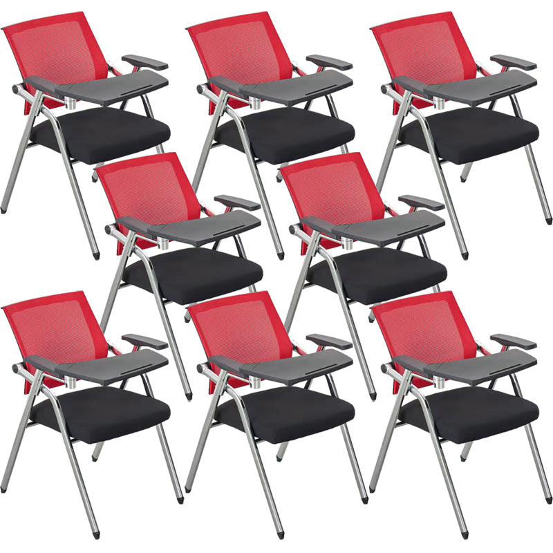 Mid-Back Conference Chair Contemporary Upholstered Office Chair Black-Red 8 Piece Set Casters Not Included Clearhalo 'furn' 'furn_office_chair' 'Furniture' 'Office Chairs' 'Office Furniture' 'office_chair' 6358949