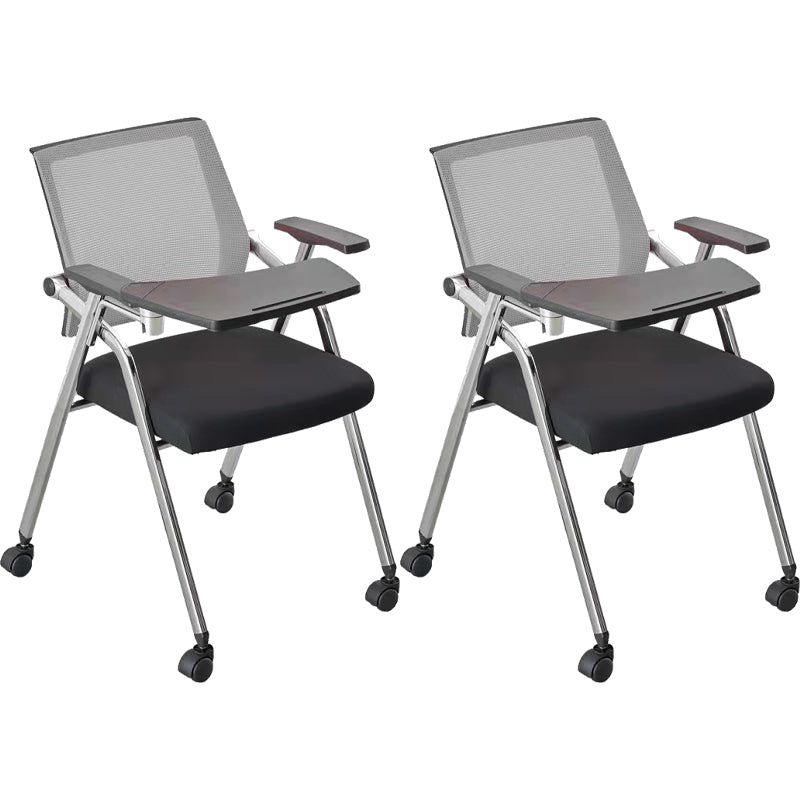 Mid-Back Conference Chair Contemporary Upholstered Office Chair Gray Black 2 Piece Set Casters Included Clearhalo 'furn' 'furn_office_chair' 'Furniture' 'Office Chairs' 'Office Furniture' 'office_chair' 6358950