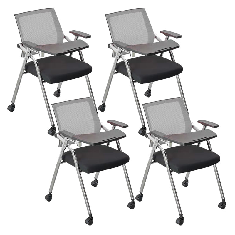 Mid-Back Conference Chair Contemporary Upholstered Office Chair Gray Black 4 Piece Set Casters Included Clearhalo 'furn' 'furn_office_chair' 'Furniture' 'Office Chairs' 'Office Furniture' 'office_chair' 6358951