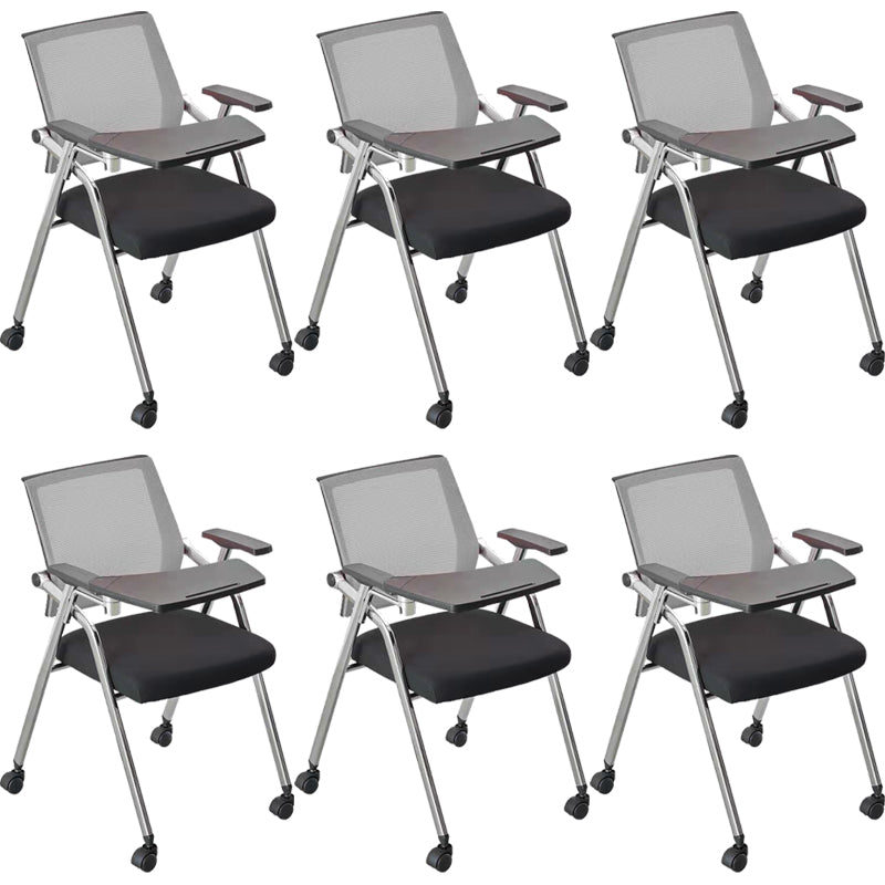 Mid-Back Conference Chair Contemporary Upholstered Office Chair Gray Black 6 Piece Set Casters Included Clearhalo 'furn' 'furn_office_chair' 'Furniture' 'Office Chairs' 'Office Furniture' 'office_chair' 6358952