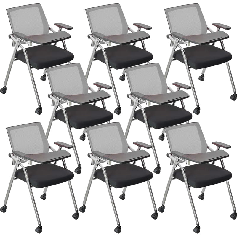 Mid-Back Conference Chair Contemporary Upholstered Office Chair Gray Black 8 Piece Set Casters Included Clearhalo 'furn' 'furn_office_chair' 'Furniture' 'Office Chairs' 'Office Furniture' 'office_chair' 6358953