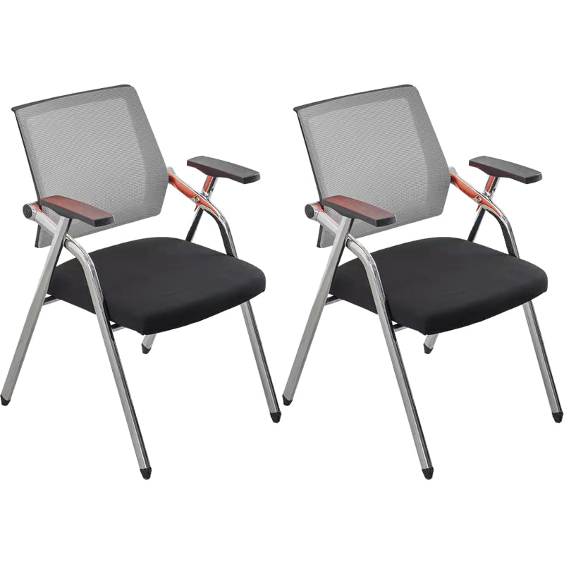 Mid-Back Conference Chair Contemporary Upholstered Office Chair Gray Black 2 Piece Set Casters Not Included Clearhalo 'furn' 'furn_office_chair' 'Furniture' 'Office Chairs' 'Office Furniture' 'office_chair' 6358954