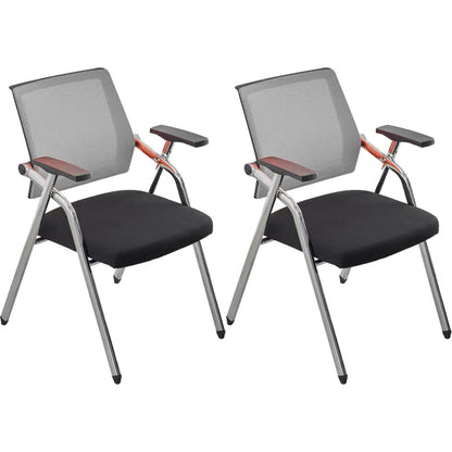 Mid-Back Conference Chair Contemporary Upholstered Office Chair Gray Black 2 Piece Set Casters Not Included Clearhalo 'furn' 'furn_office_chair' 'Furniture' 'Office Chairs' 'Office Furniture' 'office_chair' 6358954