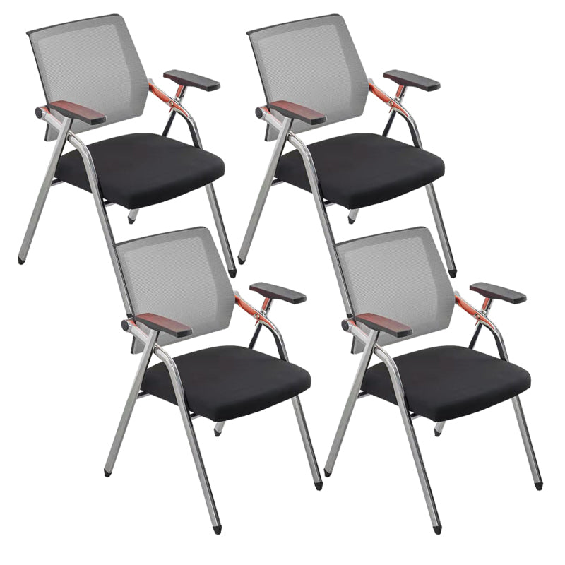 Mid-Back Conference Chair Contemporary Upholstered Office Chair Gray Black 4 Piece Set Casters Not Included Clearhalo 'furn' 'furn_office_chair' 'Furniture' 'Office Chairs' 'Office Furniture' 'office_chair' 6358955