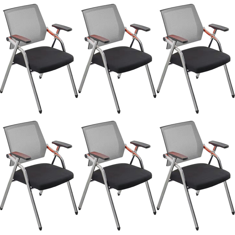 Mid-Back Conference Chair Contemporary Upholstered Office Chair Gray Black 6 Piece Set Casters Not Included Clearhalo 'furn' 'furn_office_chair' 'Furniture' 'Office Chairs' 'Office Furniture' 'office_chair' 6358956