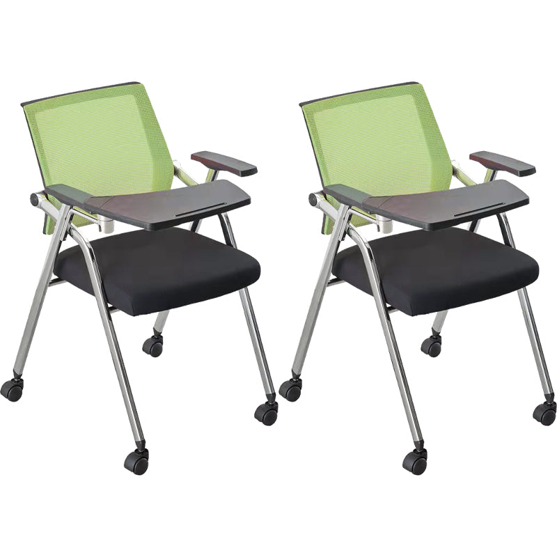 Mid-Back Conference Chair Contemporary Upholstered Office Chair Green-Black 2 Piece Set Casters Included Clearhalo 'furn' 'furn_office_chair' 'Furniture' 'Office Chairs' 'Office Furniture' 'office_chair' 6358958