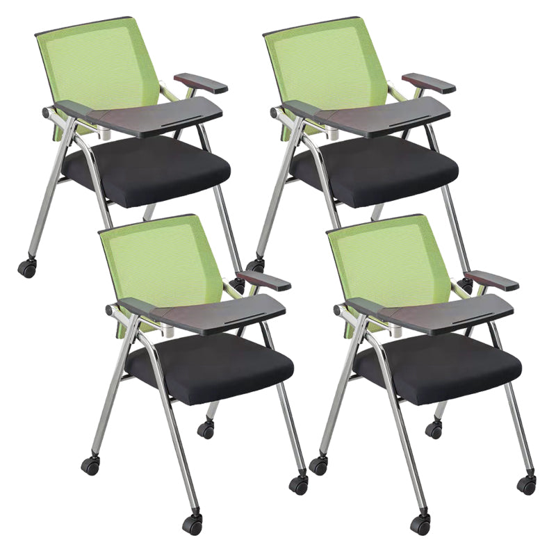 Mid-Back Conference Chair Contemporary Upholstered Office Chair Green-Black 4 Piece Set Casters Included Clearhalo 'furn' 'furn_office_chair' 'Furniture' 'Office Chairs' 'Office Furniture' 'office_chair' 6358959