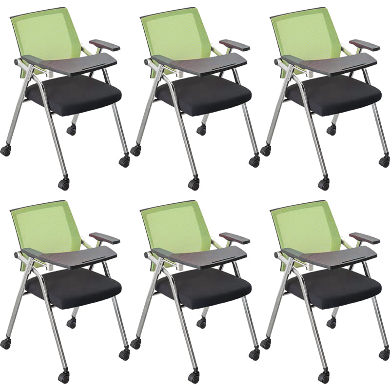 Mid-Back Conference Chair Contemporary Upholstered Office Chair Green-Black 6 Piece Set Casters Included Clearhalo 'furn' 'furn_office_chair' 'Furniture' 'Office Chairs' 'Office Furniture' 'office_chair' 6358960