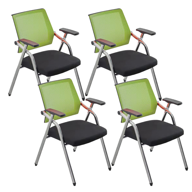 Mid-Back Conference Chair Contemporary Upholstered Office Chair Green-Black 4 Piece Set Casters Not Included Clearhalo 'furn' 'furn_office_chair' 'Furniture' 'Office Chairs' 'Office Furniture' 'office_chair' 6358963