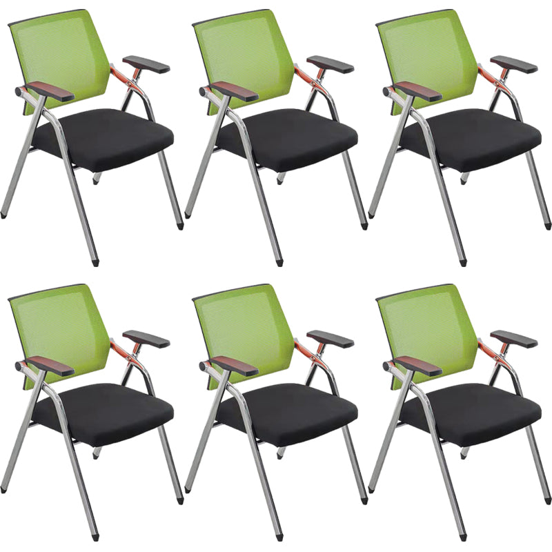 Mid-Back Conference Chair Contemporary Upholstered Office Chair Green-Black 6 Piece Set Casters Not Included Clearhalo 'furn' 'furn_office_chair' 'Furniture' 'Office Chairs' 'Office Furniture' 'office_chair' 6358964