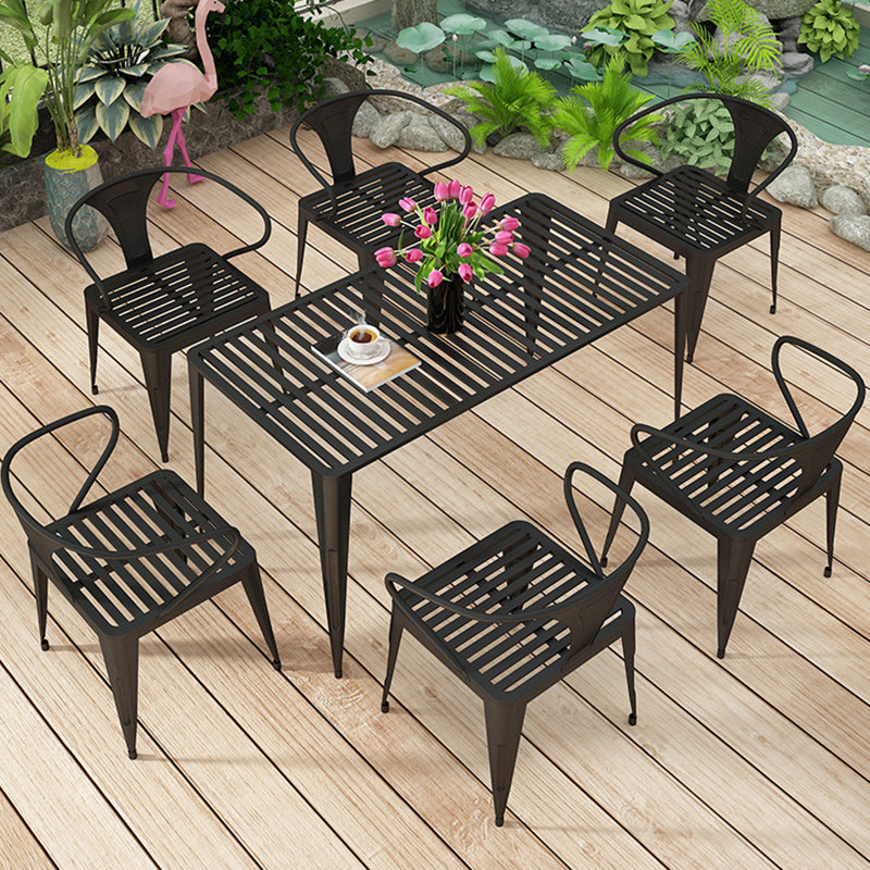 インダストリアルメタルキッチンダイニングチェアスラットバックスタッキングアームチェア