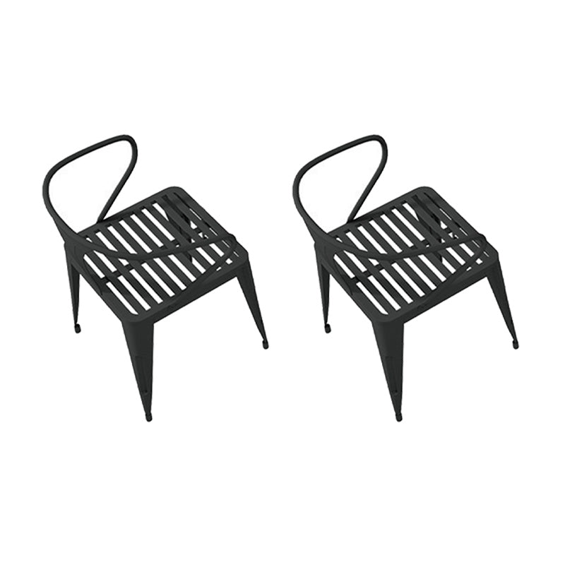 インダストリアルメタルキッチンダイニングチェアスラットバックスタッキングアームチェア