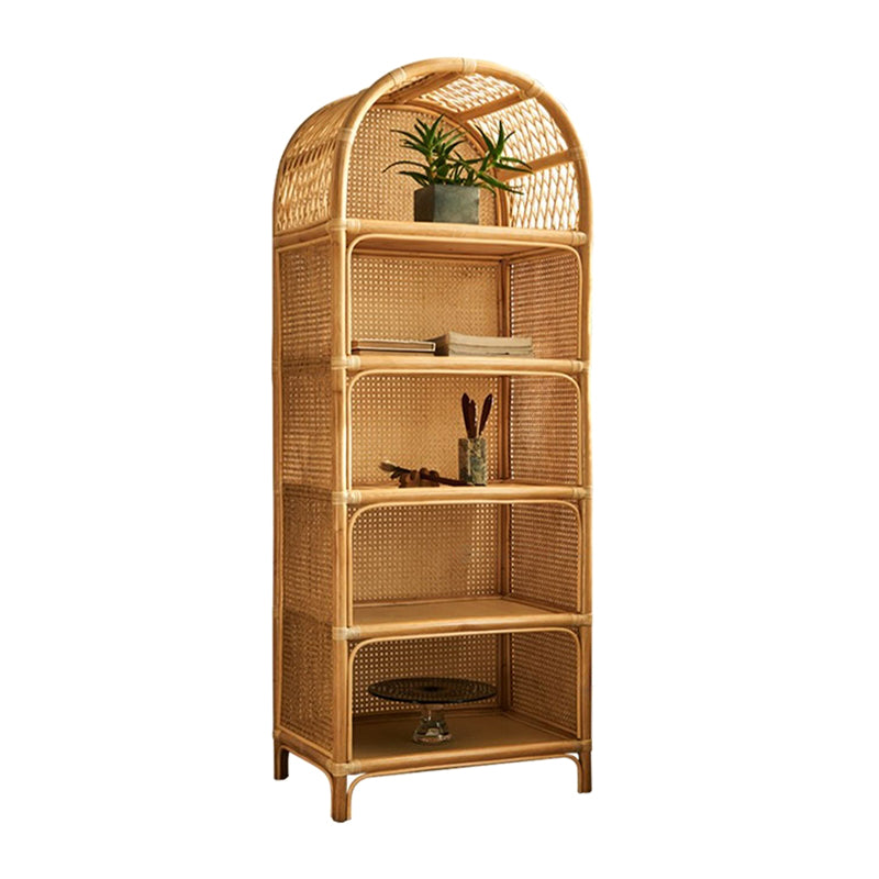 Modern Closed Back Natural Shelf Bookcase Bamboo Shelves Included Shelf for Bedroom
