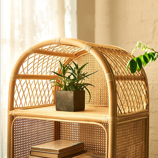 Modern Closed Back Natural Shelf Bookcase Bamboo Shelves Included Shelf for Bedroom