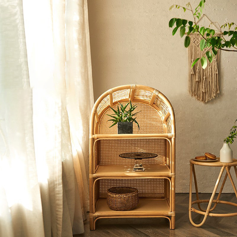 Modern Closed Back Natural Shelf Bookcase Bamboo Shelves Included Shelf for Bedroom