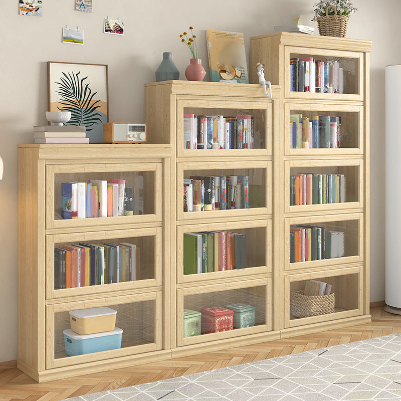 Contemporary Standard Bookshelf Wood Engineered Bookcase with Doors