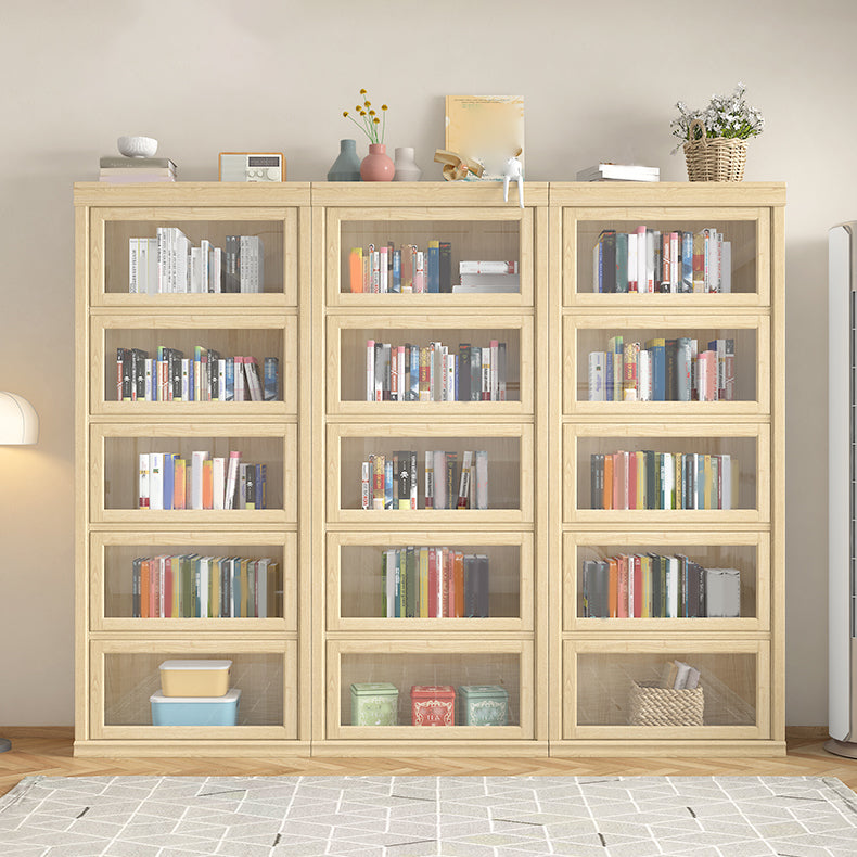 Contemporary Standard Bookshelf Wood Engineered Bookcase with Doors