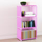 Contemporary Vertical Bookshelf Metal Study Room Bookcase with Fabric Bins