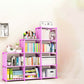 Contemporary Vertical Bookshelf Metal Study Room Bookcase with Fabric Bins