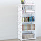 Contemporary Vertical Bookshelf Metal Study Room Bookcase with Fabric Bins