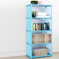 Contemporary Vertical Bookshelf Metal Study Room Bookcase with Fabric Bins
