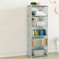 Contemporary Vertical Bookshelf Metal Study Room Bookcase with Fabric Bins