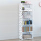 Contemporary Vertical Bookshelf Metal Study Room Bookcase with Fabric Bins