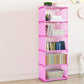 Contemporary Vertical Bookshelf Metal Study Room Bookcase with Fabric Bins