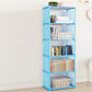 Contemporary Vertical Bookshelf Metal Study Room Bookcase with Fabric Bins