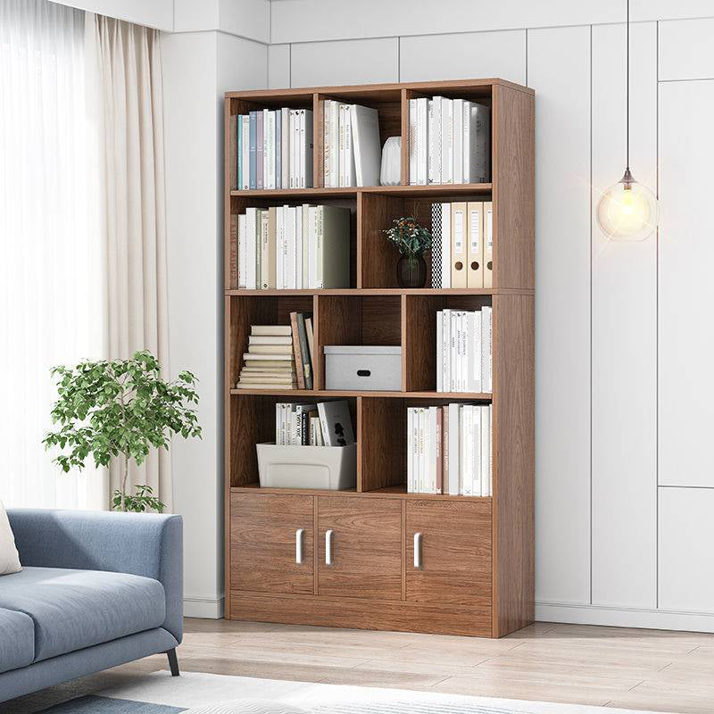 Modern Vertical Closed Back Bookcase Engineered Wood Bookshelf with Cabinets Clearhalo 'Bookcases' 'furn' 'furn_bookcases' 'Furniture' 'Office Furniture' 6359102