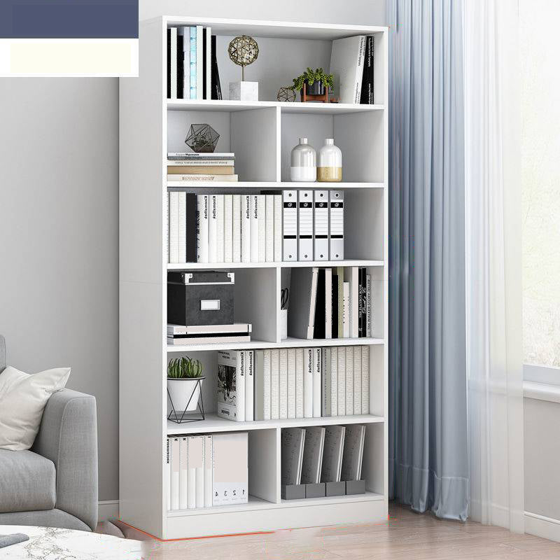 Modern Vertical Closed Back Bookcase Engineered Wood Bookshelf with Cabinets 23.6"L x 9.4"W x 70.9"H White Shelves Clearhalo 'Bookcases' 'furn' 'furn_bookcases' 'Furniture' 'Office Furniture' 6359104